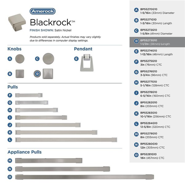 Blackrock LARGE Square Knob - Satin Nickel
