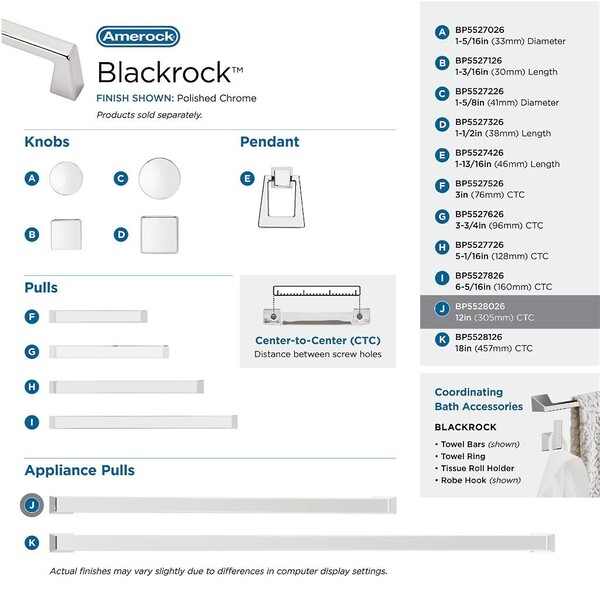 Blackrock 12" Appliance Pull CC Polished Chrome
