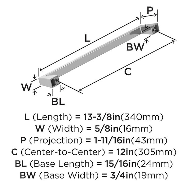 Blackrock 12" Appliance Pull CC Polished Chrome