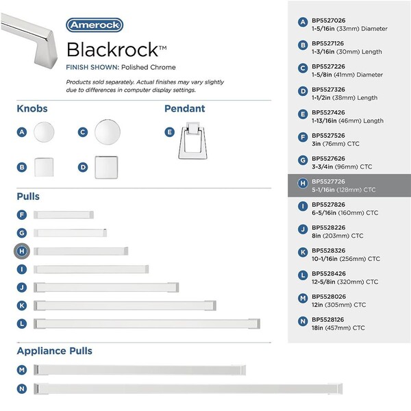 Blackrock 128mm CC Pull Polished Chrome