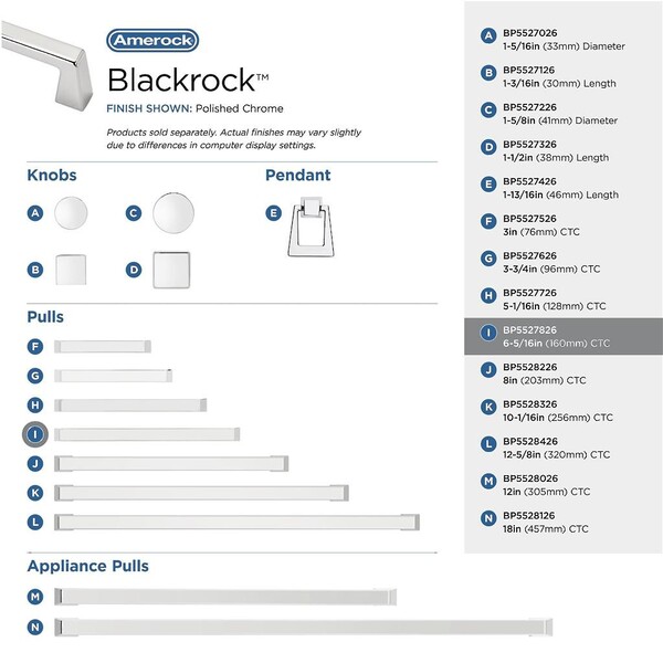 Blackrock 160mm CC Pull Polished Chrome