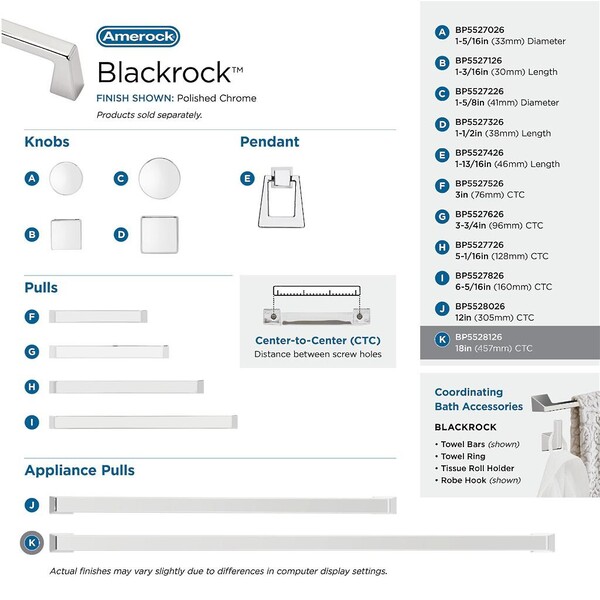 Blackrock 18" Appliance Pull CC Polished Chrome