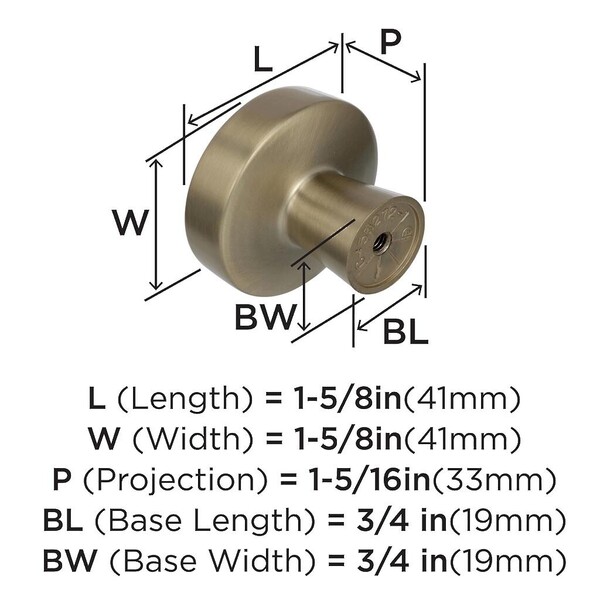 Blackrock 38mm Length Knob Golden Champagne