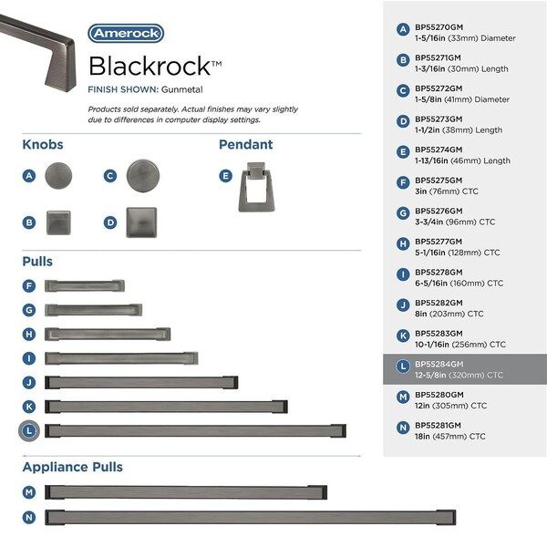 Blackrock Appliance Pull 12" CC Gunmetal