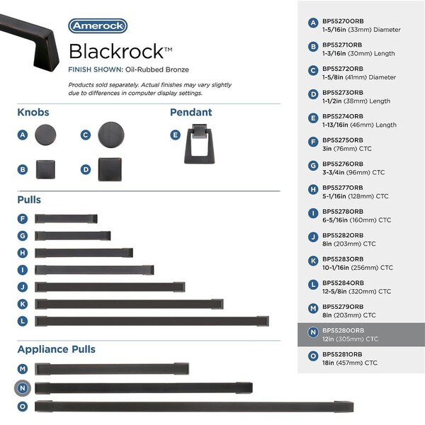 Blackrock - Appliance Pull 12" - Oil-Rubbed Bronze 
