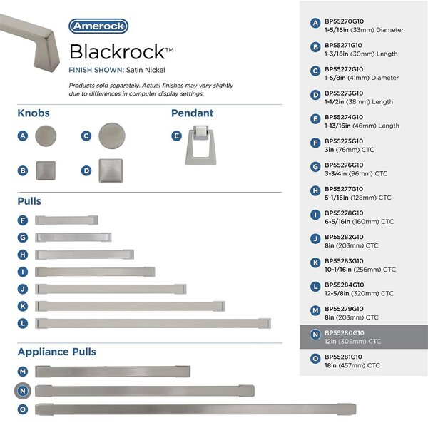 Blackrock - Appliance Pull 12" - Satin Nickel Bar Pull