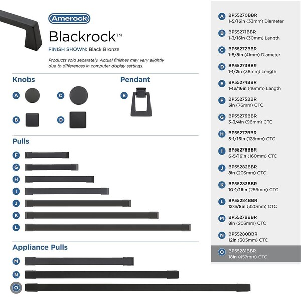 Blackrock -Appliance Pull 18" CC Black Bronze Bar Pull