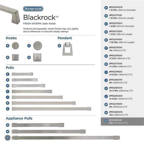 Blackrock - Appliance Pull 18" - Satin Nickel Bar Pull