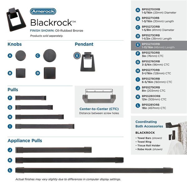 Blackrock - Knob 1-13/16" Latch Pull Oil-Rubbed Bronze