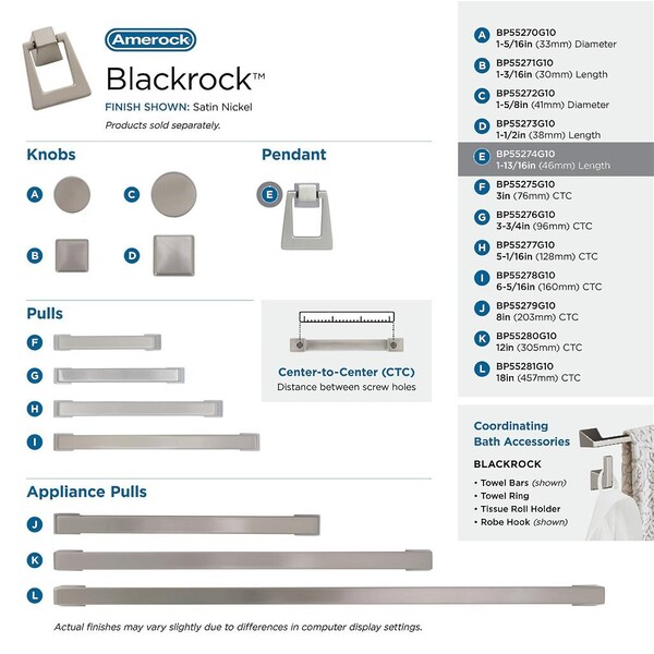 Blackrock - Knob 1-13/16" Latch Pull Satin Nickel
