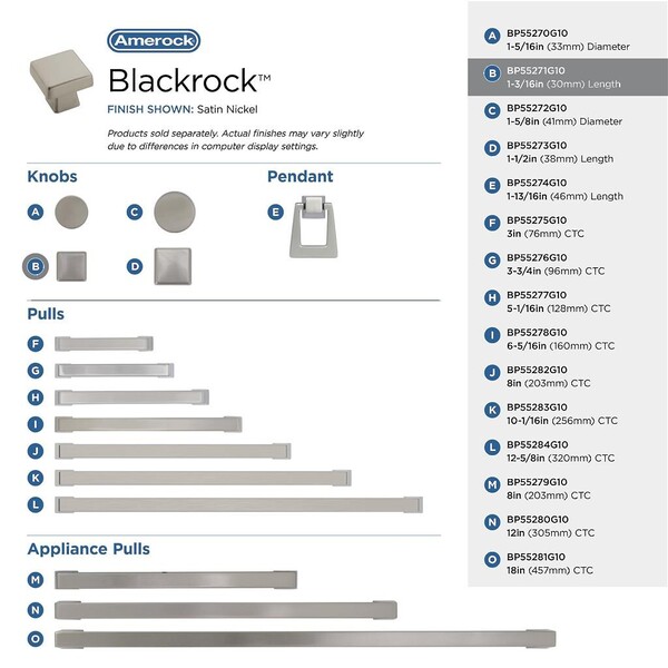 Blackrock Square Knob - Satin Nickel