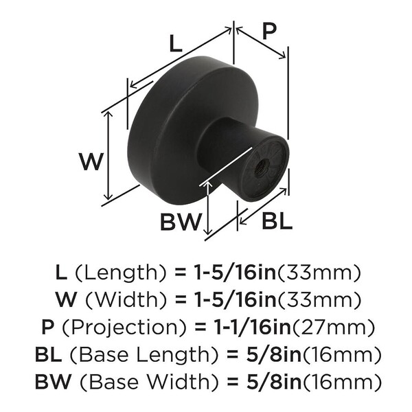 Blackrock - Knob 1-5/16" Dia Knob Black Bronze