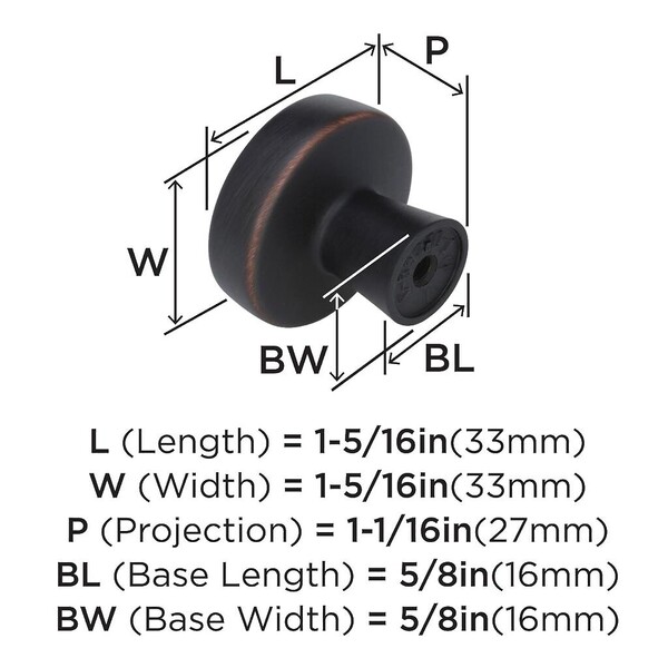 Blackrock - Knob 1-5/16" Dia Knob Oil-Rubbed Bronze