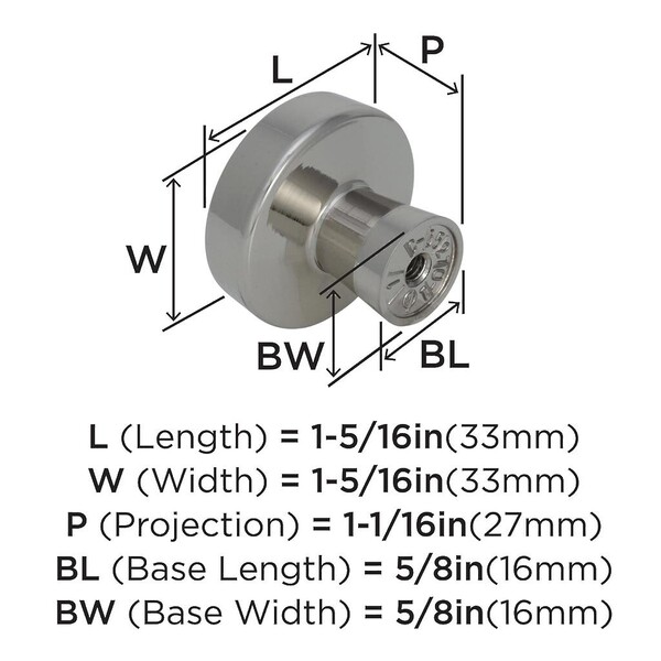 Blackrock - Knob 1-5/16" Dia Knob Polished Nickel