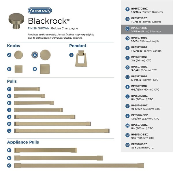 Blackrock - Knob 1-5/16" Golden Champagne