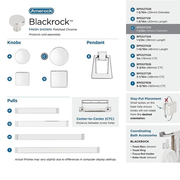 Blackrock LARGE Knob Polished Chrome