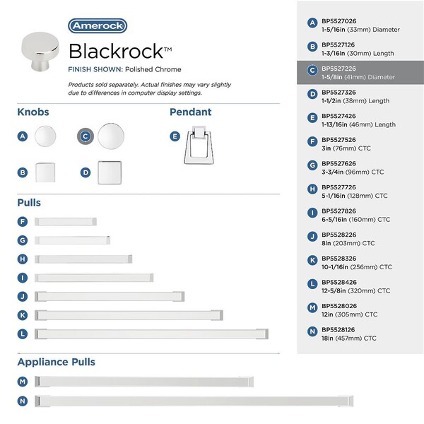 Blackrock LARGE Knob Polished Chrome