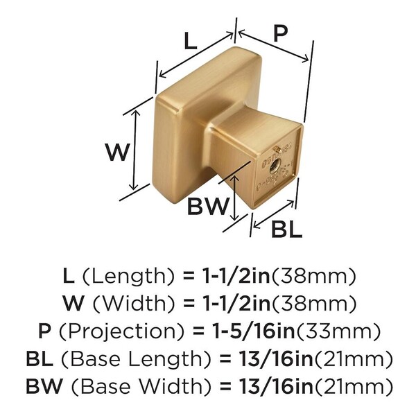 Blackrock Large Square Knob - Champagne Bronze