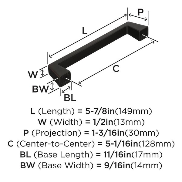 Blackrock - Pull 128mm CC Oil-Rubbed Bronze Bar Pull
