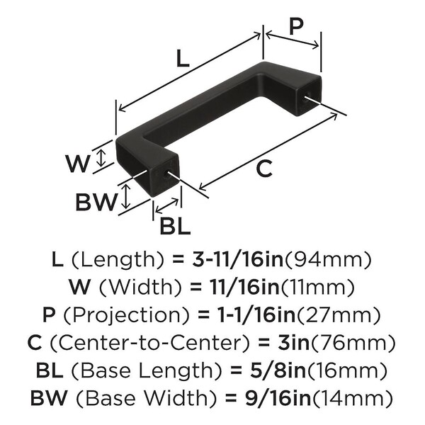 Blackrock - Pull 76mm CC Black Bronze Bar Pull
