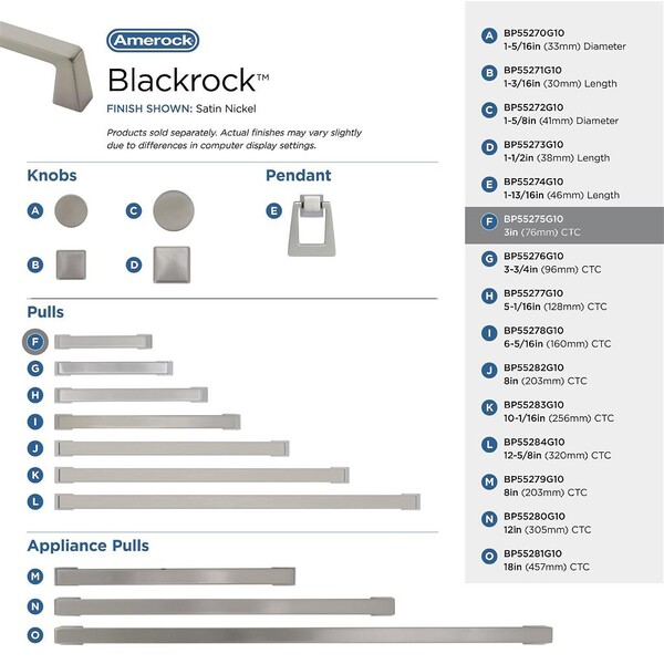 Blackrock - Pull 76mm CC Satin Nickel Bar Pull