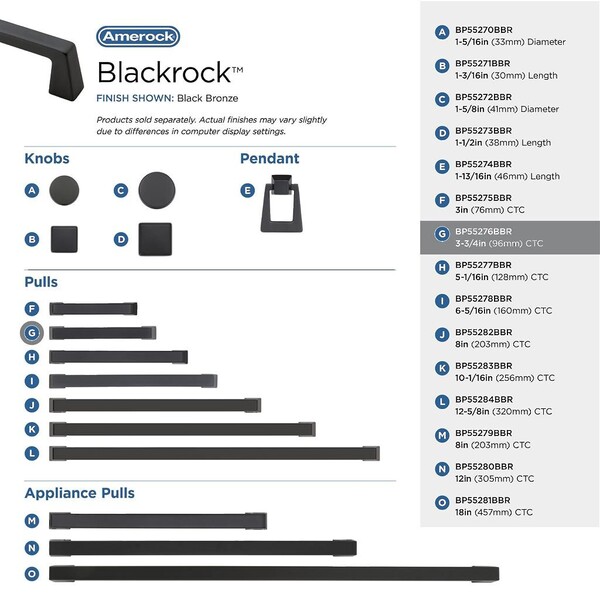 Blackrock - Pull 96mm CC Black Bronze Bar Pull