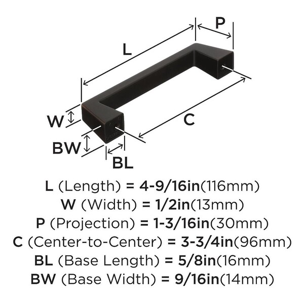 Blackrock - Pull 96mm CC Oil-Rubbed Bronze Bar Pull