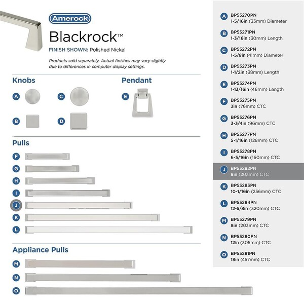 Blackrock - Pull 96mm CC Polished Nickel Bar Pull