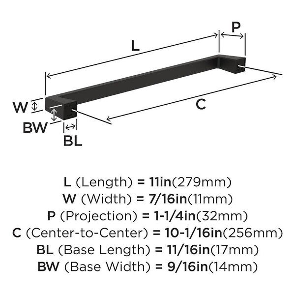Blackrock Pull - Pull 256mm CC Black Bronze Bar Pull