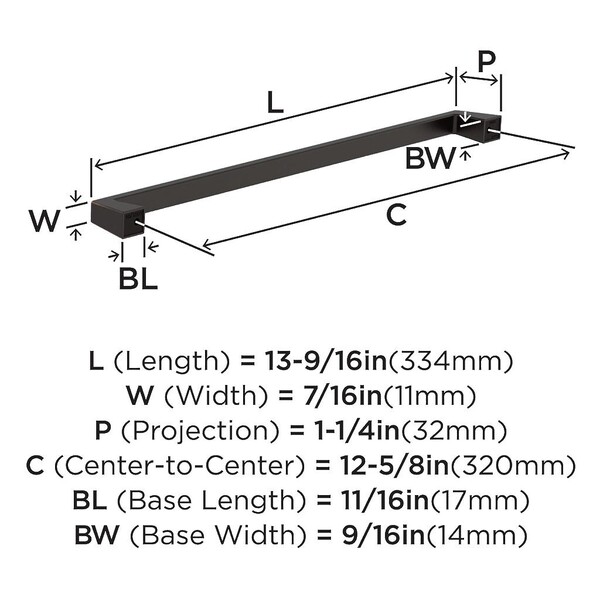 Blackrock Pull - Pull 320mm - CC - Oil Rubbed Bronze