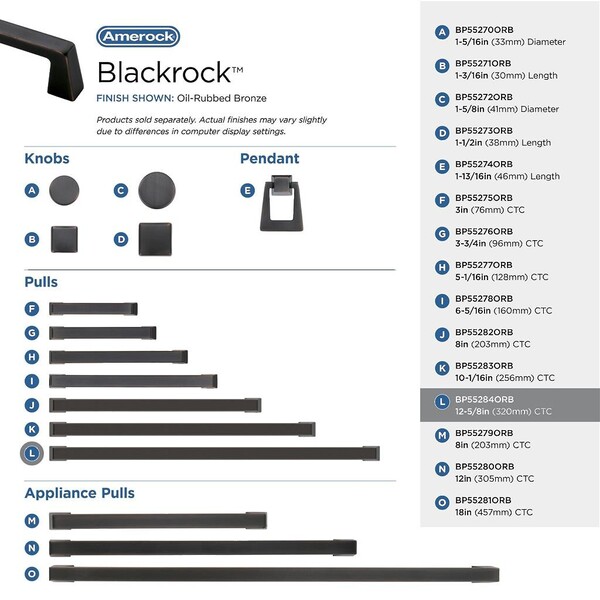 Blackrock Pull - Pull 320mm - CC - Oil Rubbed Bronze