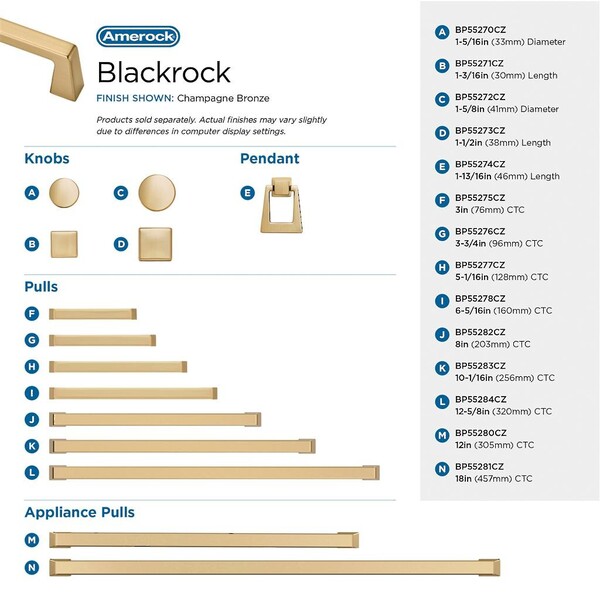 Blackrock Round Knob - Champagne Bronze