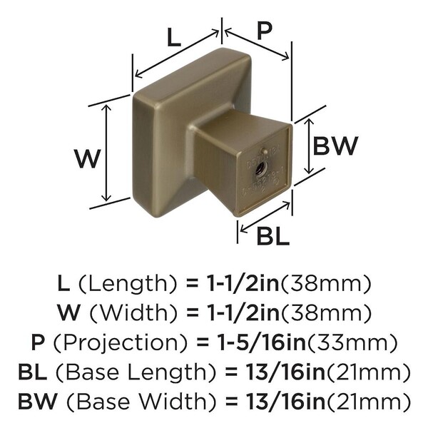 Blackrock - Square Knob 1-3/16" Golden Champagne