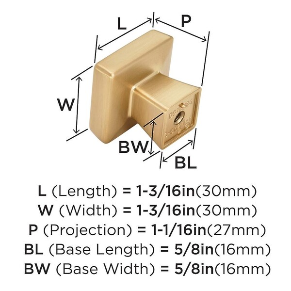 Blackrock Square Knob - Champagne Bronze