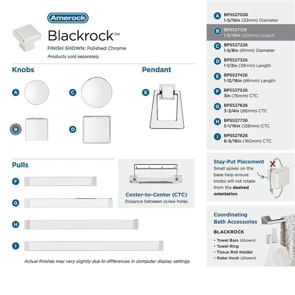 Blackrock Square Knob Polished Chrome