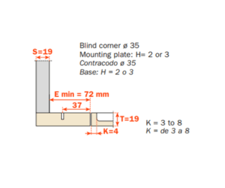 Blum 95Â° Screw-on Blind Corner Soft-Close Hinge