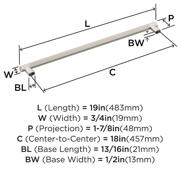 Bronx Appliance Pull 18" Satin Nickel