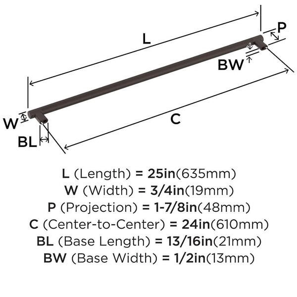 Bronx Appliance Pull 24 inch - Oil Rubbed Bronze