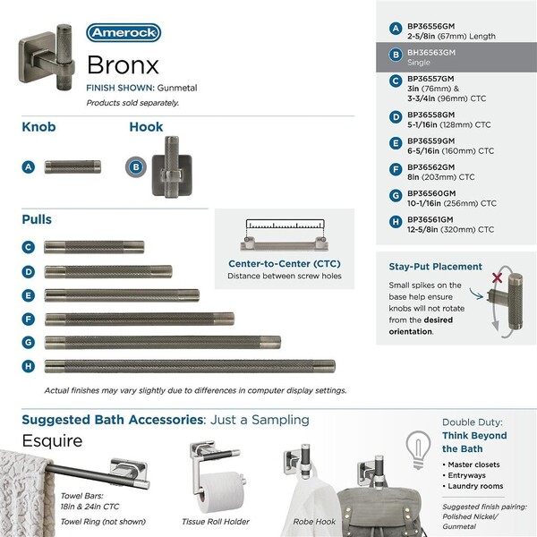 Bronx Decorative Hook Single Prong Gunmetal