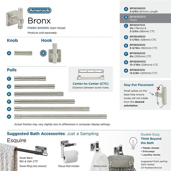 Bronx Decorative Hook Single Prong Satin Nickel