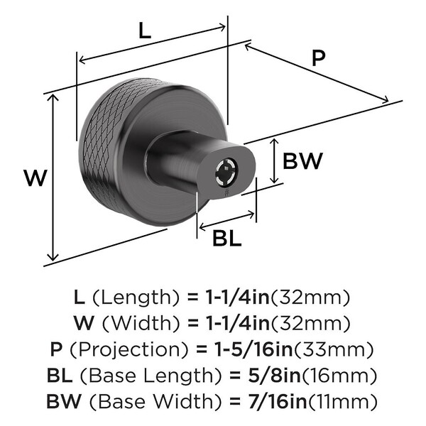 Bronx Knob 1-1/4" Gunmetal