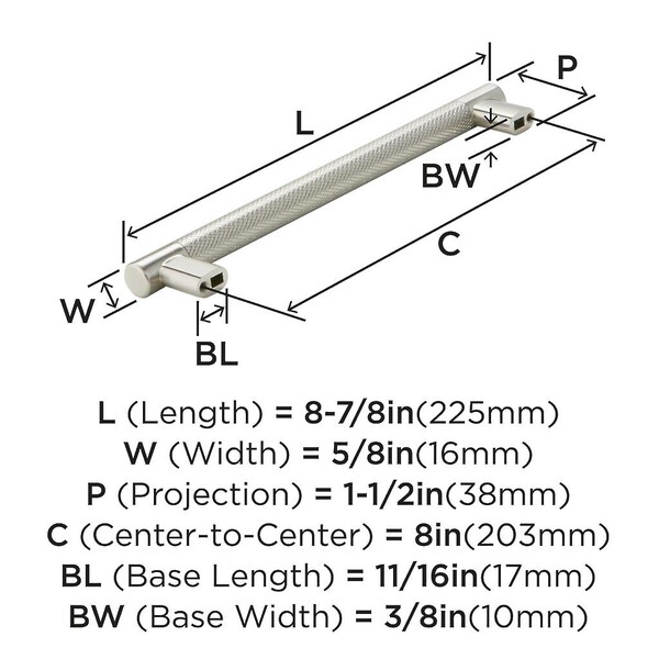 Bronx Pull 8" Satin Nickel