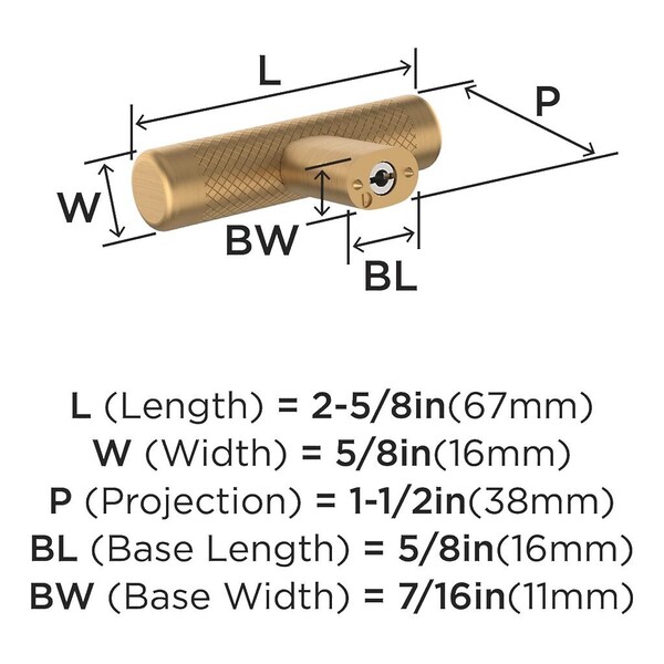 Bronx T-Knob 2-5/8" Champagne Bronze