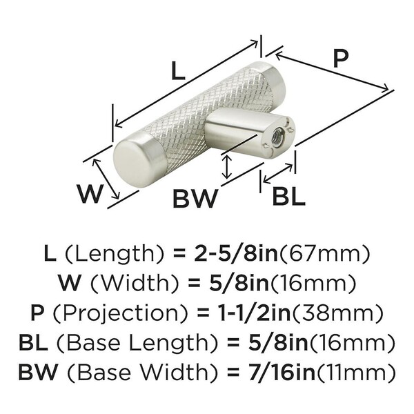 Bronx T-knob 67mm Satin Nickel