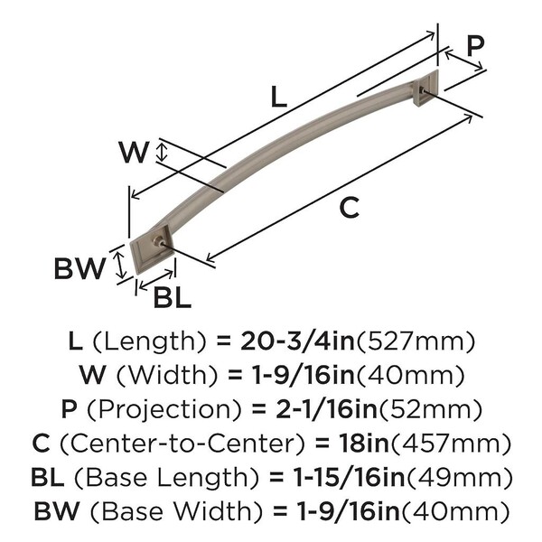 Candler 18 Inch Appliance Pull - Satin Nickel 