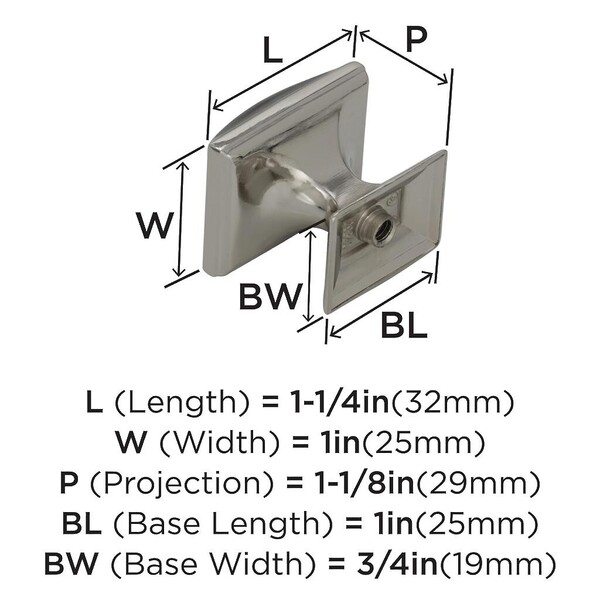 Candler 1-1/4" SQ Knob Polished Nickel