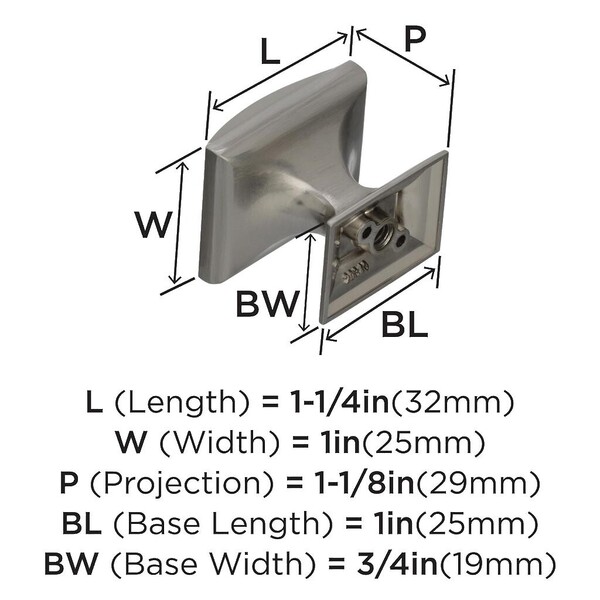 Candler Knob 1-1/4" SQ Knob - Satin Nickel