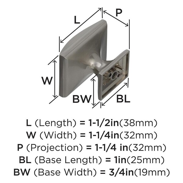 Candler Large Knob 1-1/2" SQ Knob - Satin Nickel