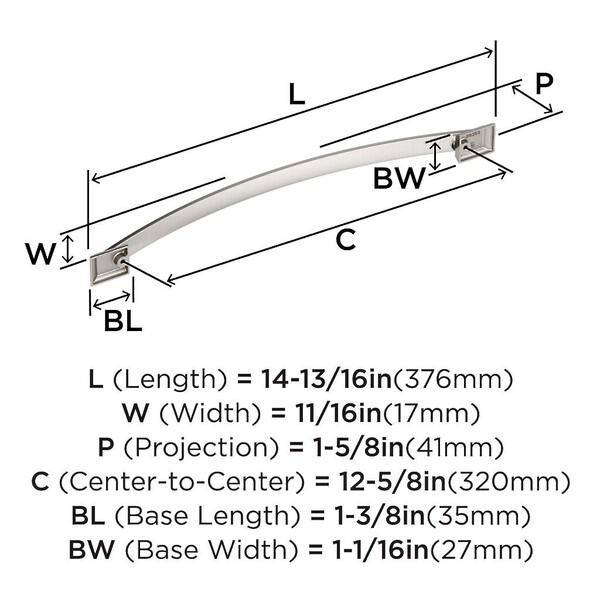 Candler Pull 320mm CC Polished Nickel