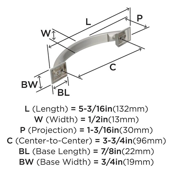Candler - Pull 96mm CC Polished Nickel 